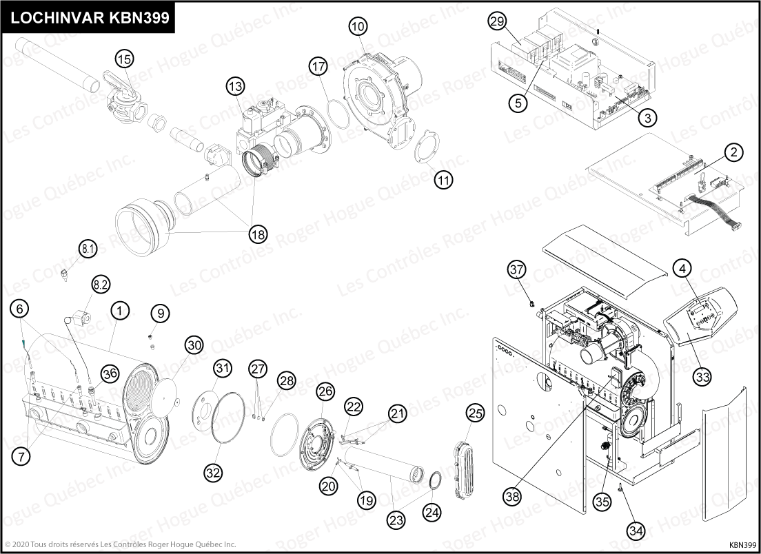 LOCHINVAR DIAGRAMME DES PIÈCES KBN399